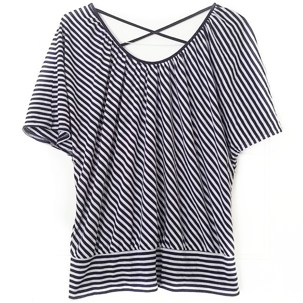 a.n.a | Criss Cross Striped Top